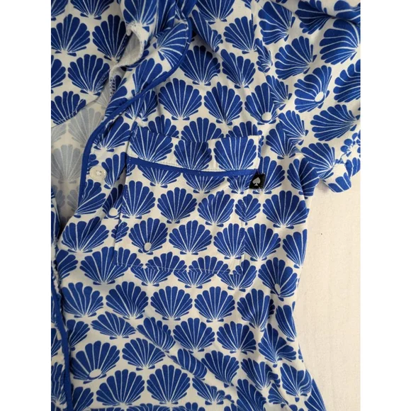 Women's Kate Spade Blue & White Seashell Pajama Top S - Picture 3 of 5